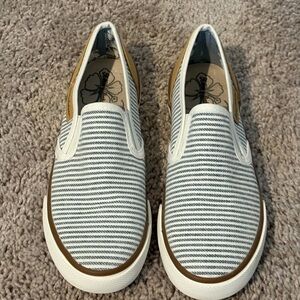 Tommy Bahama Blue and White Striped Women's Loafers